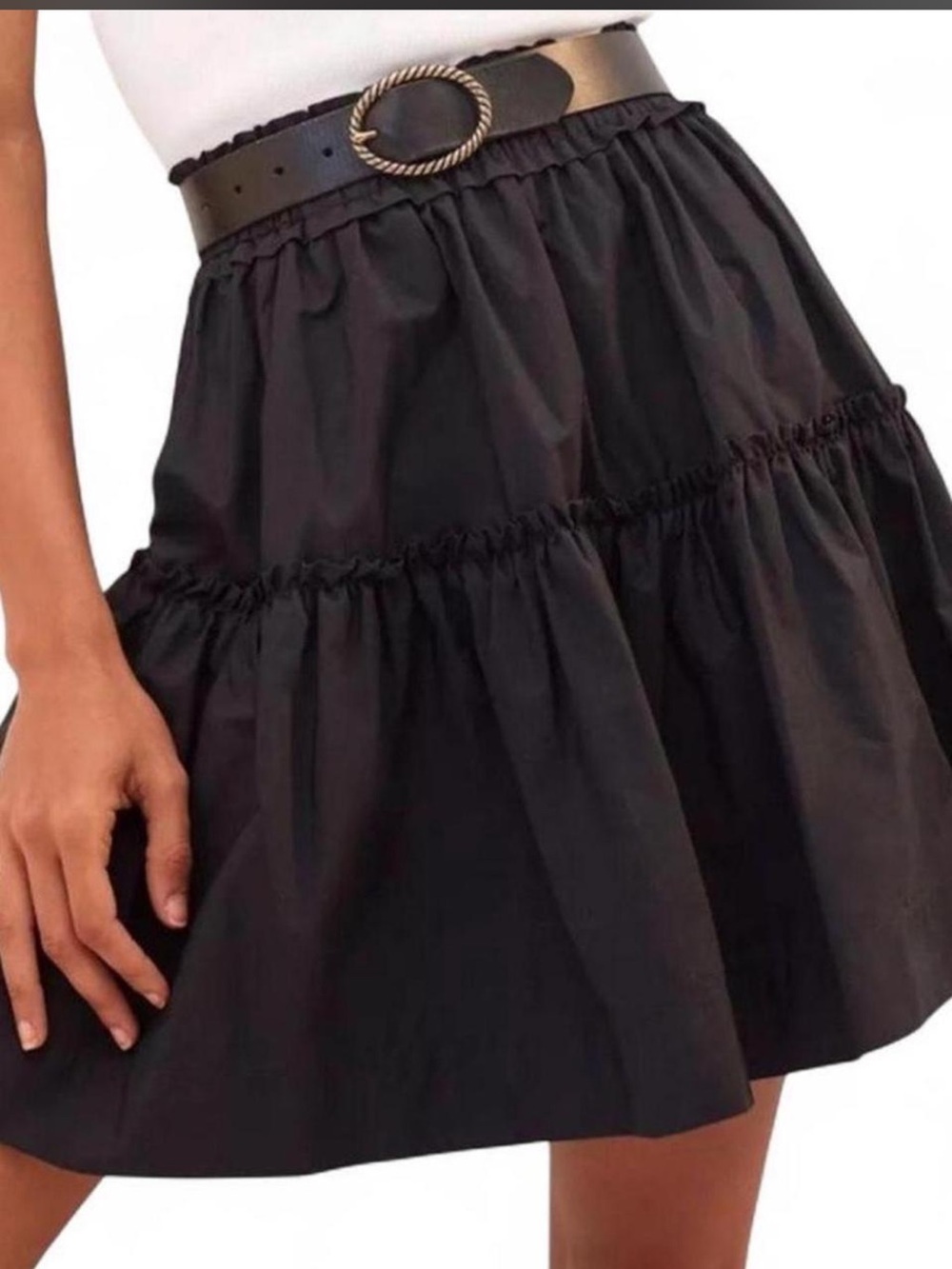 Anthropologie Maeve Bubble Hem Mini Skirt Navy Black Cotton Poplin XS Coquette